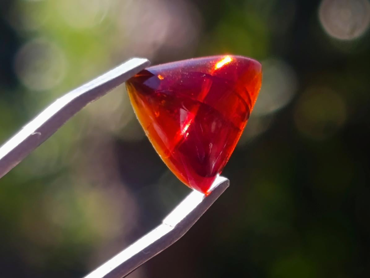 Polished Set of 3 Red Ethiopian Fire Opal Cabochons x 1 From Ethiopia