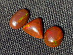 Polished Set of 3 Red Ethiopian Fire Opal Cabochons x 1 From Ethiopia