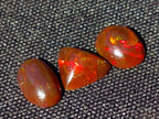 Polished Set of 3 Red Ethiopian Fire Opal Cabochons x 1 From Ethiopia