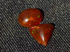 Polished Set of 3 Red Ethiopian Fire Opal Cabochons x 1 From Ethiopia