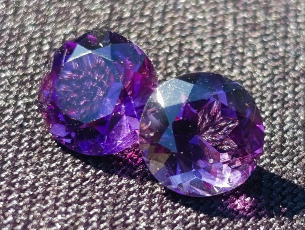 Polished Set of 3 Zambian Amethyst Faceted Stones x 1 From Zambia