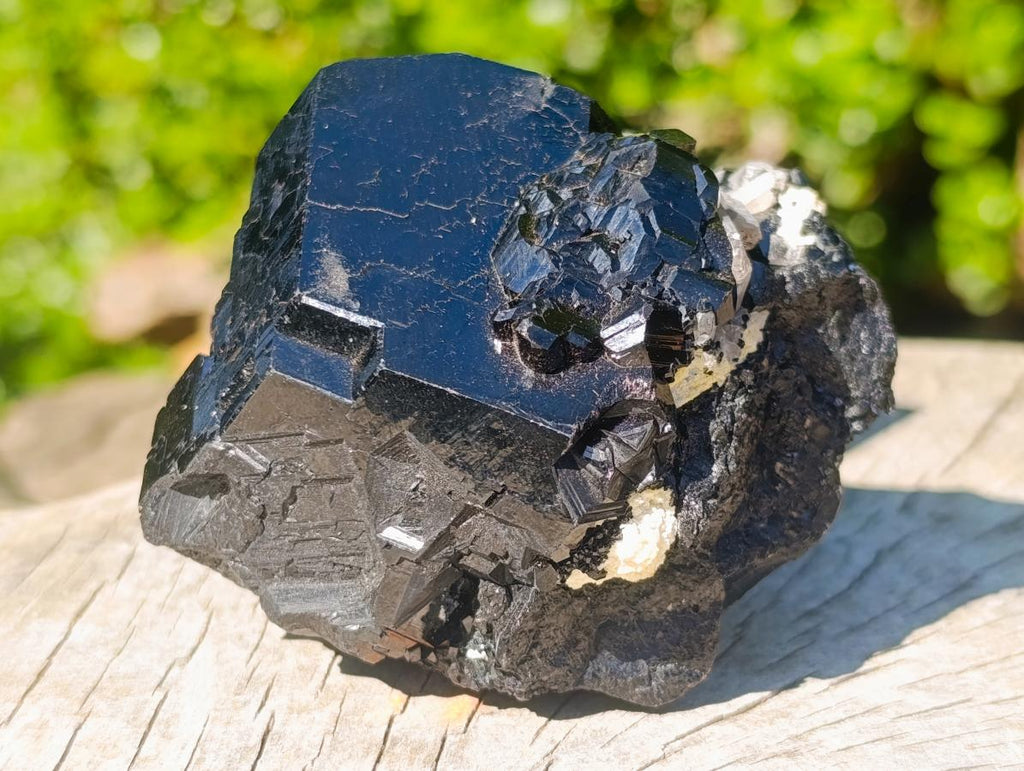 Natural Mirror Shiny Black “Mercedes Star” Schorl Black Tourmaline Single Crystal x 1 From Erongo, Namibia