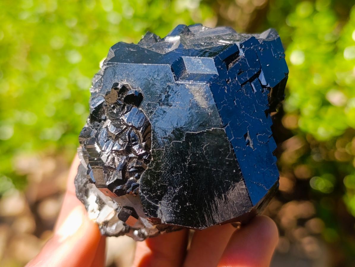 Natural Mirror Shiny Black “Mercedes Star” Schorl Black Tourmaline Single Crystal x 1 From Erongo, Namibia