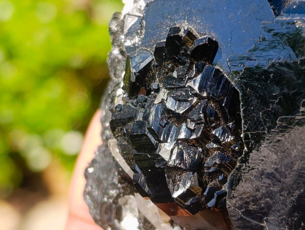 Natural Mirror Shiny Black “Mercedes Star” Schorl Black Tourmaline Single Crystal x 1 From Erongo, Namibia