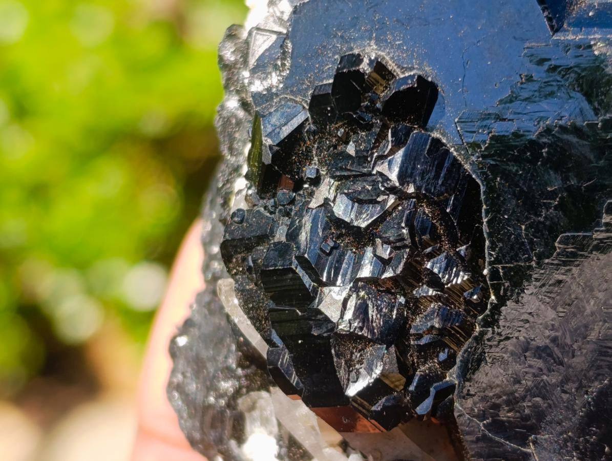 Natural Mirror Shiny Black “Mercedes Star” Schorl Black Tourmaline Single Crystal x 1 From Erongo, Namibia