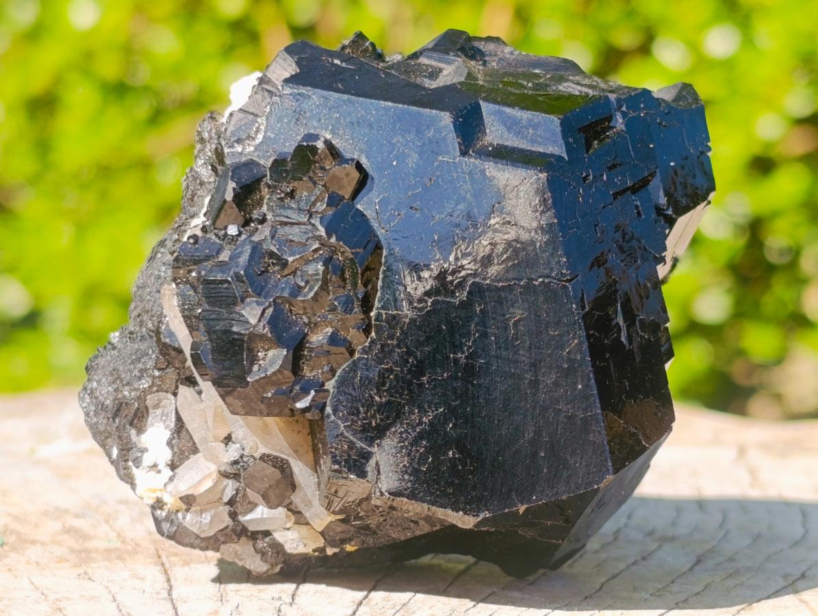 Natural Mirror Shiny Black “Mercedes Star” Schorl Black Tourmaline Single Crystal x 1 From Erongo, Namibia