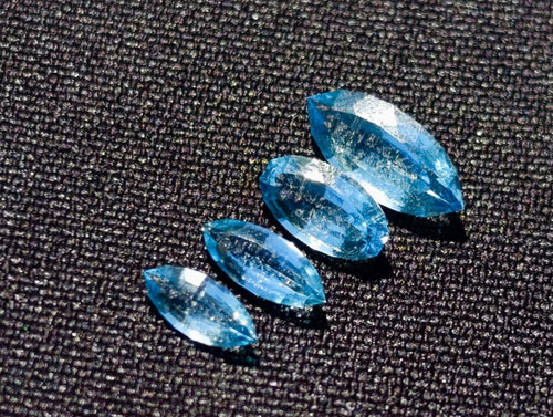 Polished Set of 4 Mozambique Aquamarine Faceted Stones x 1 From Mozambique
