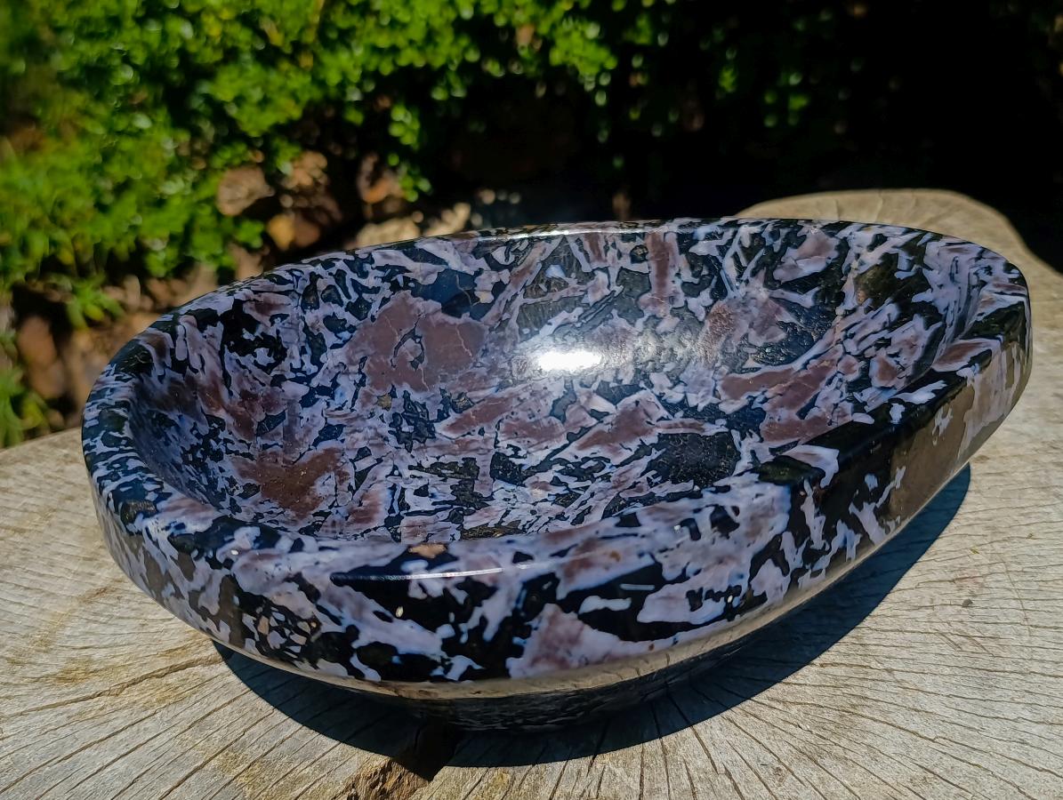 Polished Large Merlinite Gabbro Egg Shaped Bowl x 1 From Ambatondrazaka, Madagascar