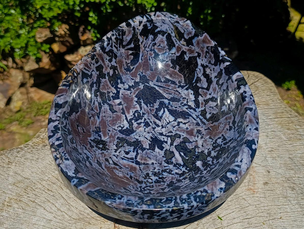 Polished Large Merlinite Gabbro Egg Shaped Bowl x 1 From Ambatondrazaka, Madagascar