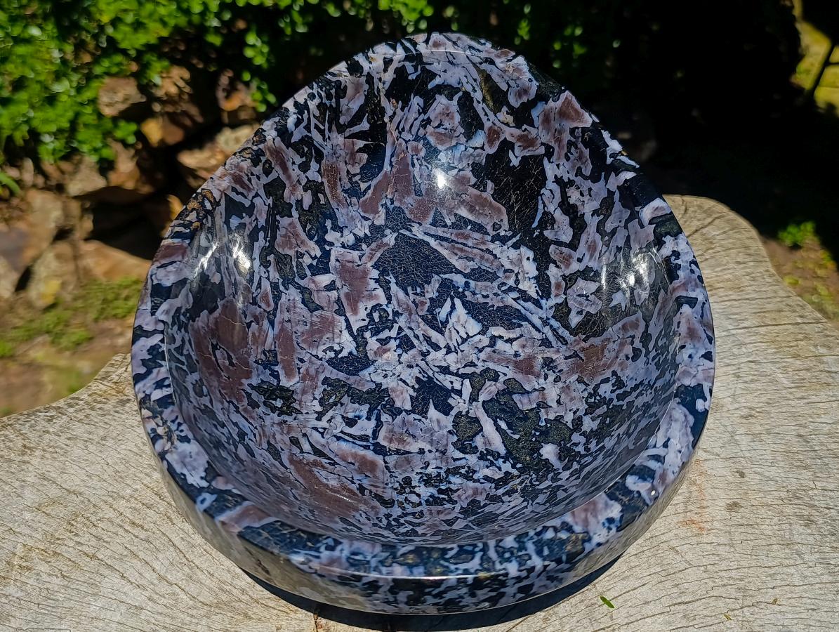 Polished Large Merlinite Gabbro Egg Shaped Bowl x 1 From Ambatondrazaka, Madagascar