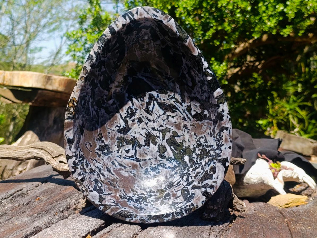 Polished Large Merlinite Gabbro Egg Shaped Bowl x 1 From Ambatondrazaka, Madagascar