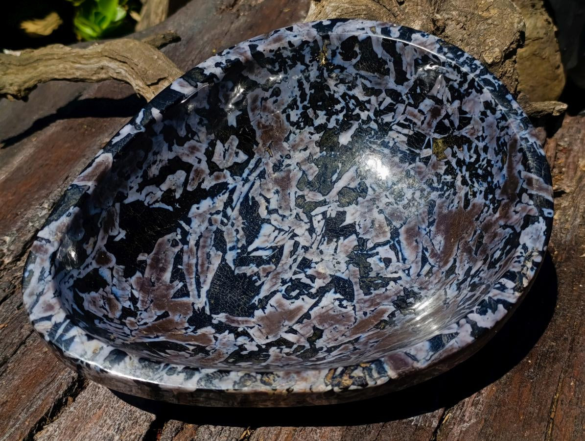 Polished Large Merlinite Gabbro Egg Shaped Bowl x 1 From Ambatondrazaka, Madagascar