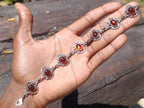 Hand Made Fossil Amber Antique Style Bracelet with 7 Flawless Cabochons x 1 From Poland