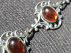 Hand Made Fossil Amber Antique Style Bracelet with 7 Flawless Cabochons x 1 From Poland