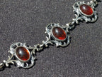 Hand Made Fossil Amber Antique Style Bracelet with 7 Flawless Cabochons x 1 From Poland