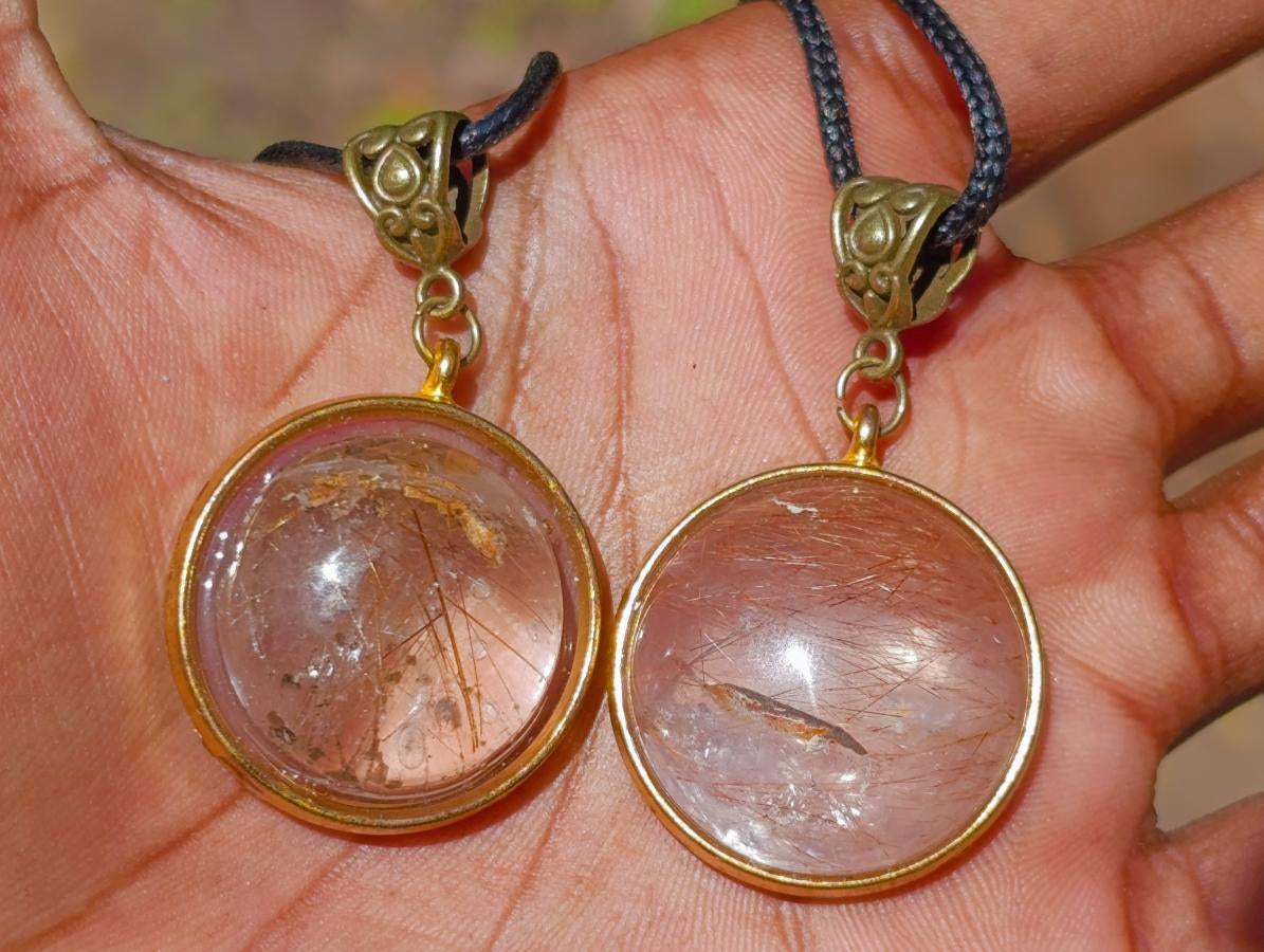 Hand Made Rutilated Quartz Necklace with Antique Fittings - Sold Per Piece - From Madagascar