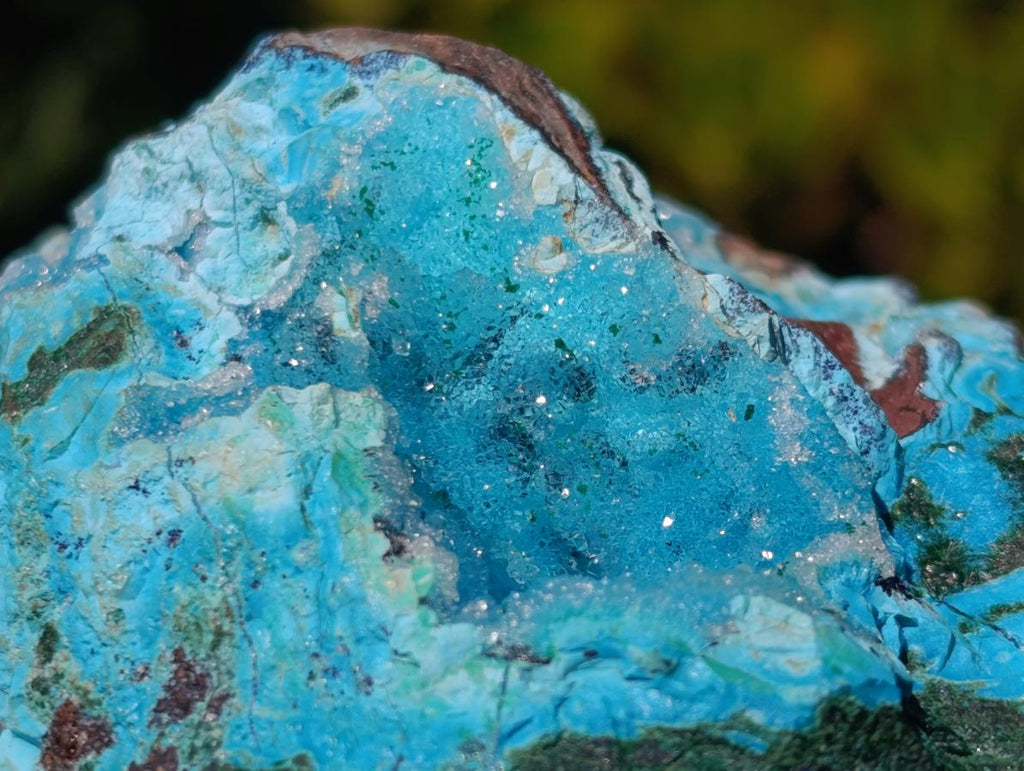 Natural Drusy Coated Chrysocolla with Malachite on a Ferro Dolomite Matrix x 1 From Lupoto Mine, Congo