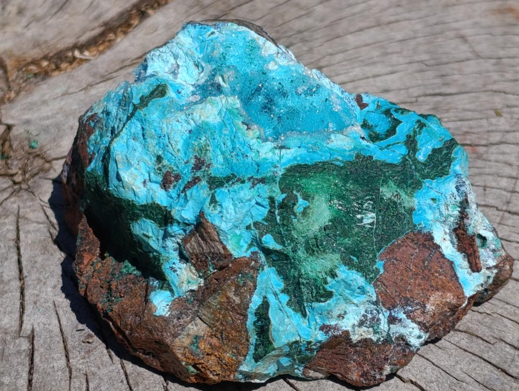 Natural Drusy Coated Chrysocolla with Malachite on a Ferro Dolomite Matrix x 1 From Lupoto Mine, Congo
