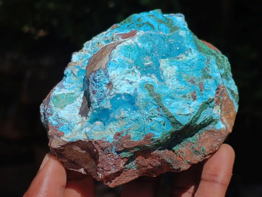 Natural Drusy Coated Chrysocolla with Malachite on a Ferro Dolomite Matrix x 1 From Lupoto Mine, Congo