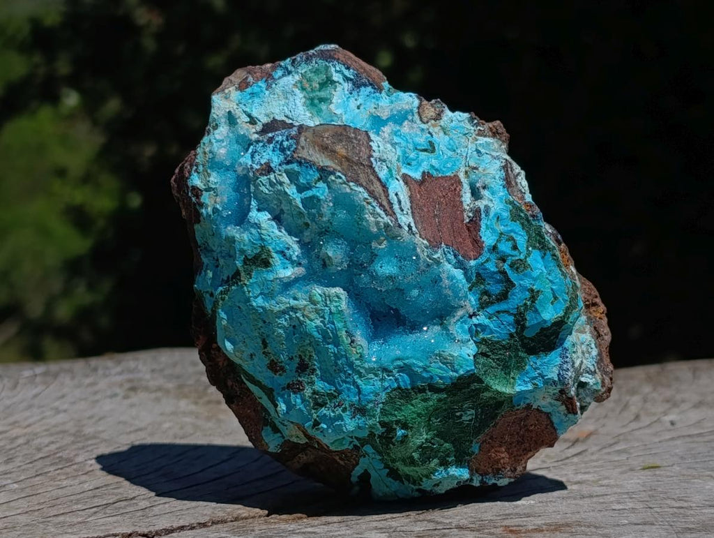 Natural Drusy Coated Chrysocolla with Malachite on a Ferro Dolomite Matrix x 1 From Lupoto Mine, Congo