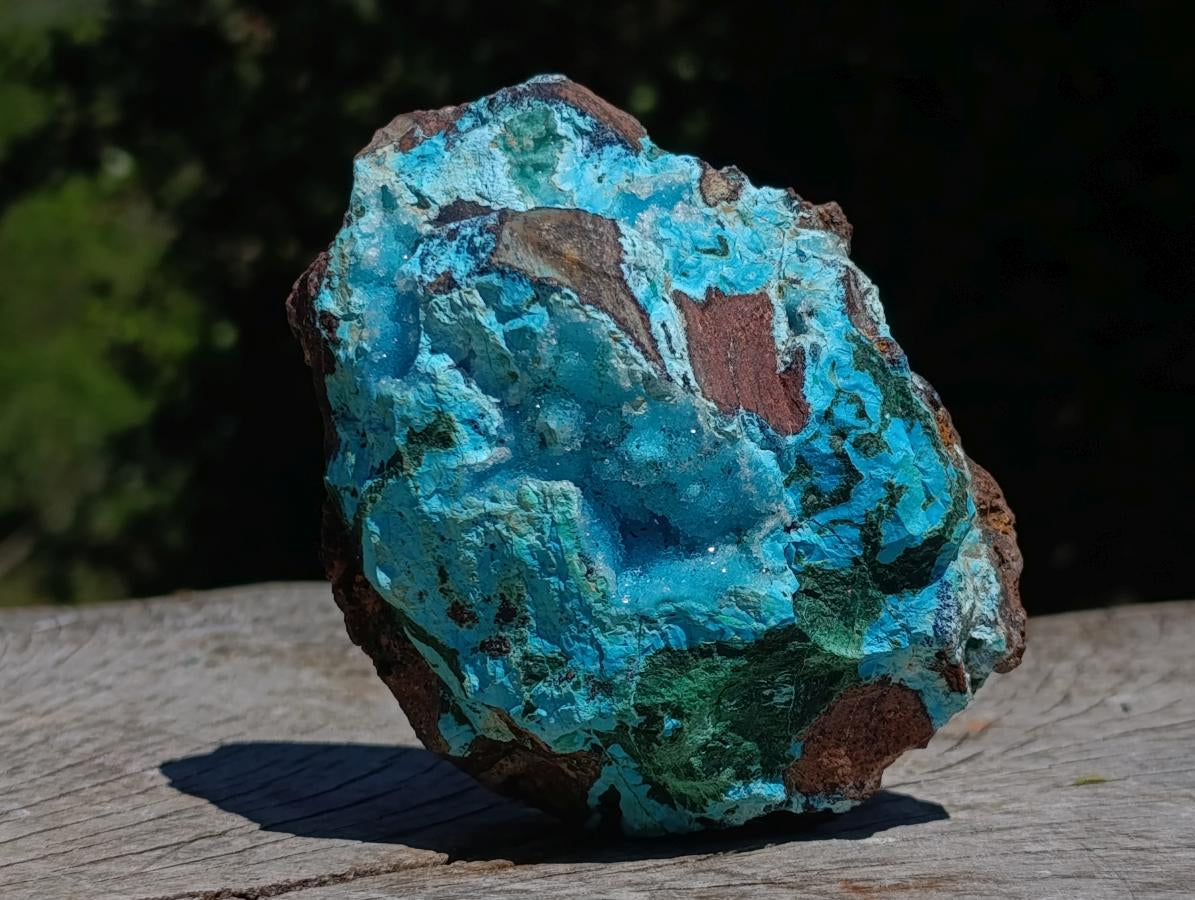 Natural Drusy Coated Chrysocolla with Malachite on a Ferro Dolomite Matrix x 1 From Lupoto Mine, Congo