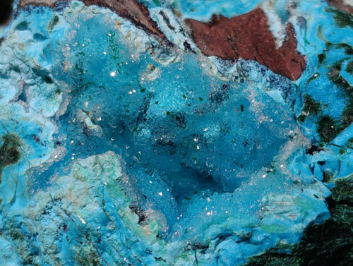 Natural Drusy Coated Chrysocolla with Malachite on a Ferro Dolomite Matrix x 1 From Lupoto Mine, Congo