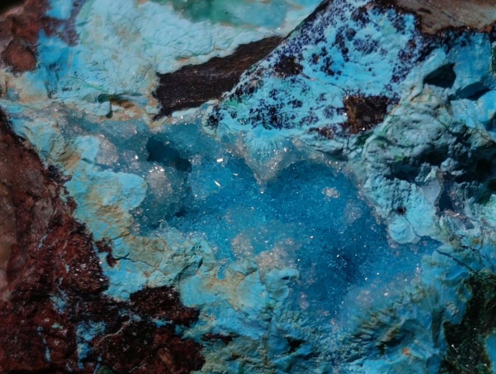 Natural Drusy Coated Chrysocolla with Malachite on a Ferro Dolomite Matrix x 1 From Lupoto Mine, Congo