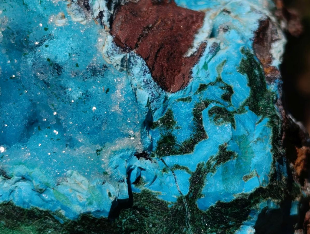 Natural Drusy Coated Chrysocolla with Malachite on a Ferro Dolomite Matrix x 1 From Lupoto Mine, Congo