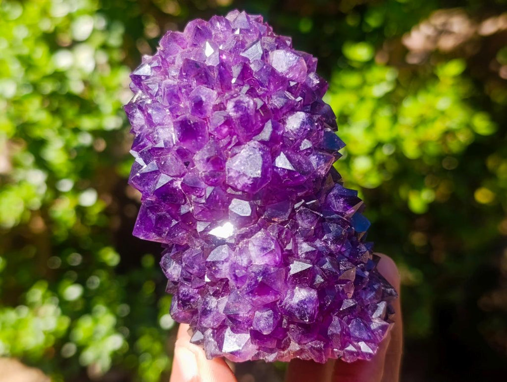Hand Made and Natural Ultra Rare Amethyst Stalactite Inside of an Ostrich Faberge Egg  x 1 From South Africa