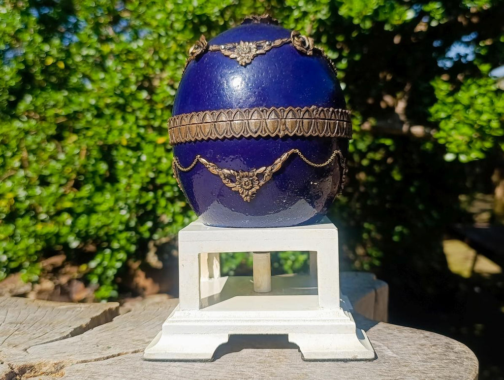 Hand Made and Natural Ultra Rare Amethyst Stalactite Inside of an Ostrich Faberge Egg  x 1 From South Africa
