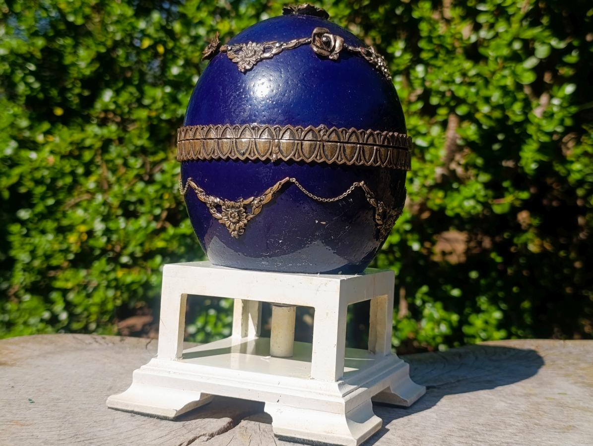 Hand Made and Natural Ultra Rare Amethyst Stalactite Inside of an Ostrich Faberge Egg  x 1 From South Africa