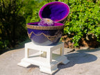 Hand Made and Natural Ultra Rare Amethyst Stalactite Inside of an Ostrich Faberge Egg  x 1 From South Africa