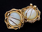 Hand Made Set of Earrings and a Ring Made From Mabe Pearls in Yellow Gold with Pave Diamonds x 1 From Japan