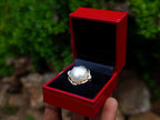 Hand Made Set of Earrings and a Ring Made From Mabe Pearls in Yellow Gold with Pave Diamonds x 1 From Japan
