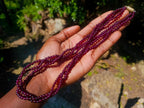Hand Made Vintage Triple Strand Necklace and Wrist Watch Set Made From Mozambique Pyrope Garnet x 1 From Japan