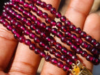 Hand Made Vintage Triple Strand Necklace and Wrist Watch Set Made From Mozambique Pyrope Garnet x 1 From Japan