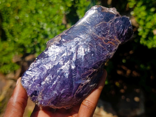 Polished One Side Silver Leaf Lepidolite with Actual Silver Mica Leaf Pattern x 1 From Zimbabwe