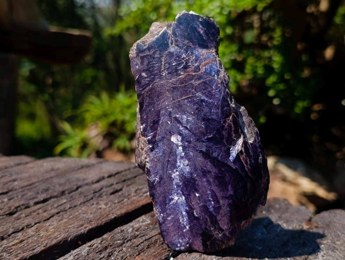 Polished One Side Silver Leaf Lepidolite with Actual Silver Mica Leaf Pattern x 1 From Zimbabwe