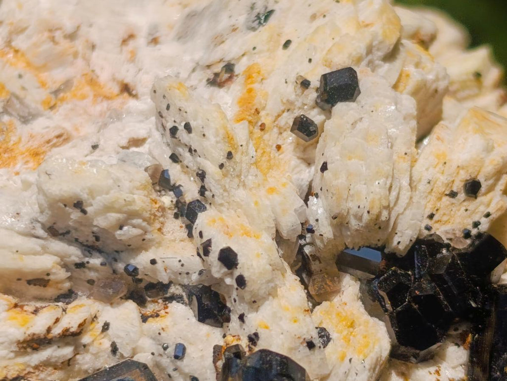 Natural Shiny Black Schorl Tourmaline Crystals on Bladed Lamellar White Feldspar x 1 From Erongo Mountain, Namibia