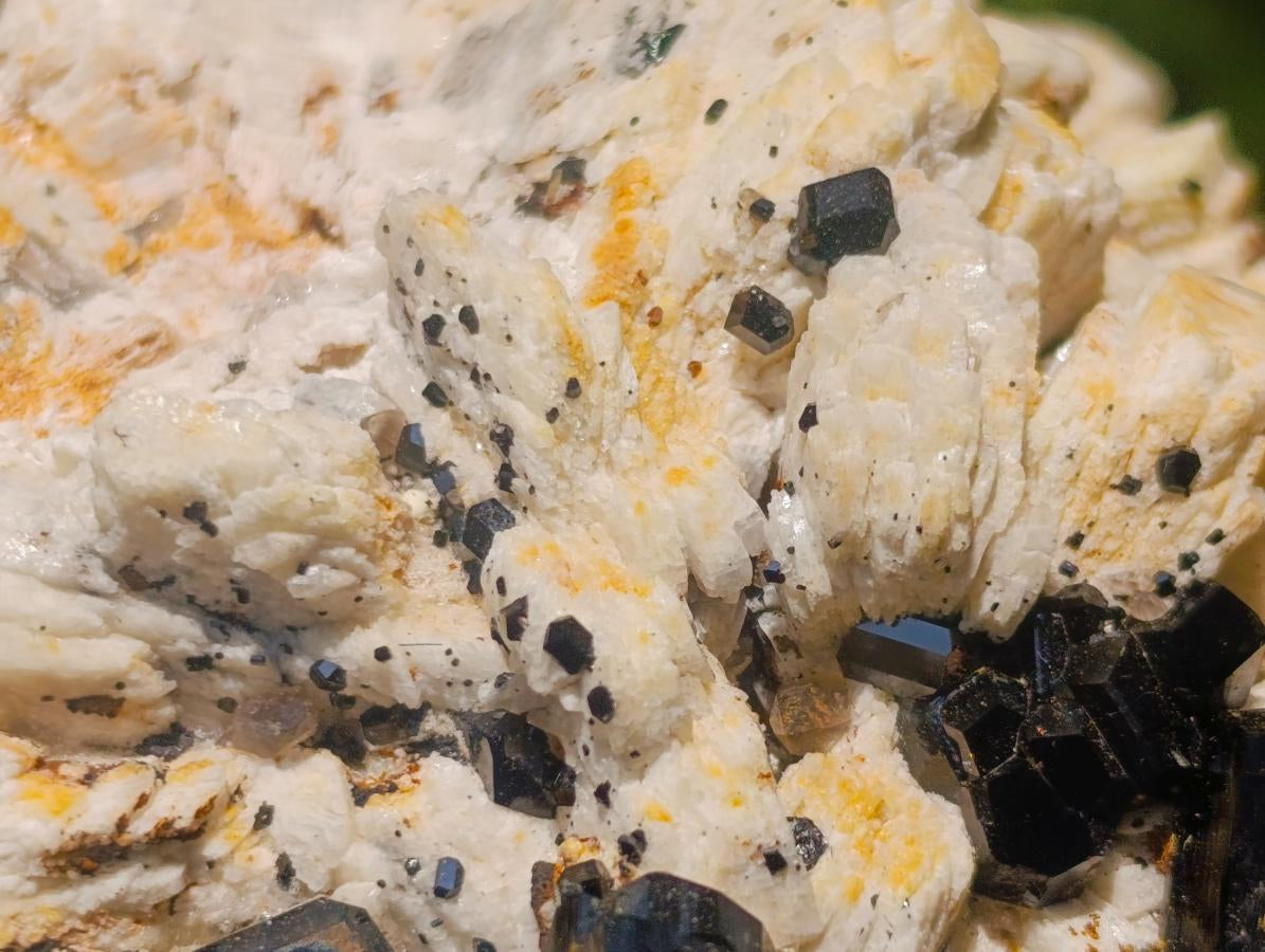 Natural Shiny Black Schorl Tourmaline Crystals on Bladed Lamellar White Feldspar x 1 From Erongo Mountain, Namibia