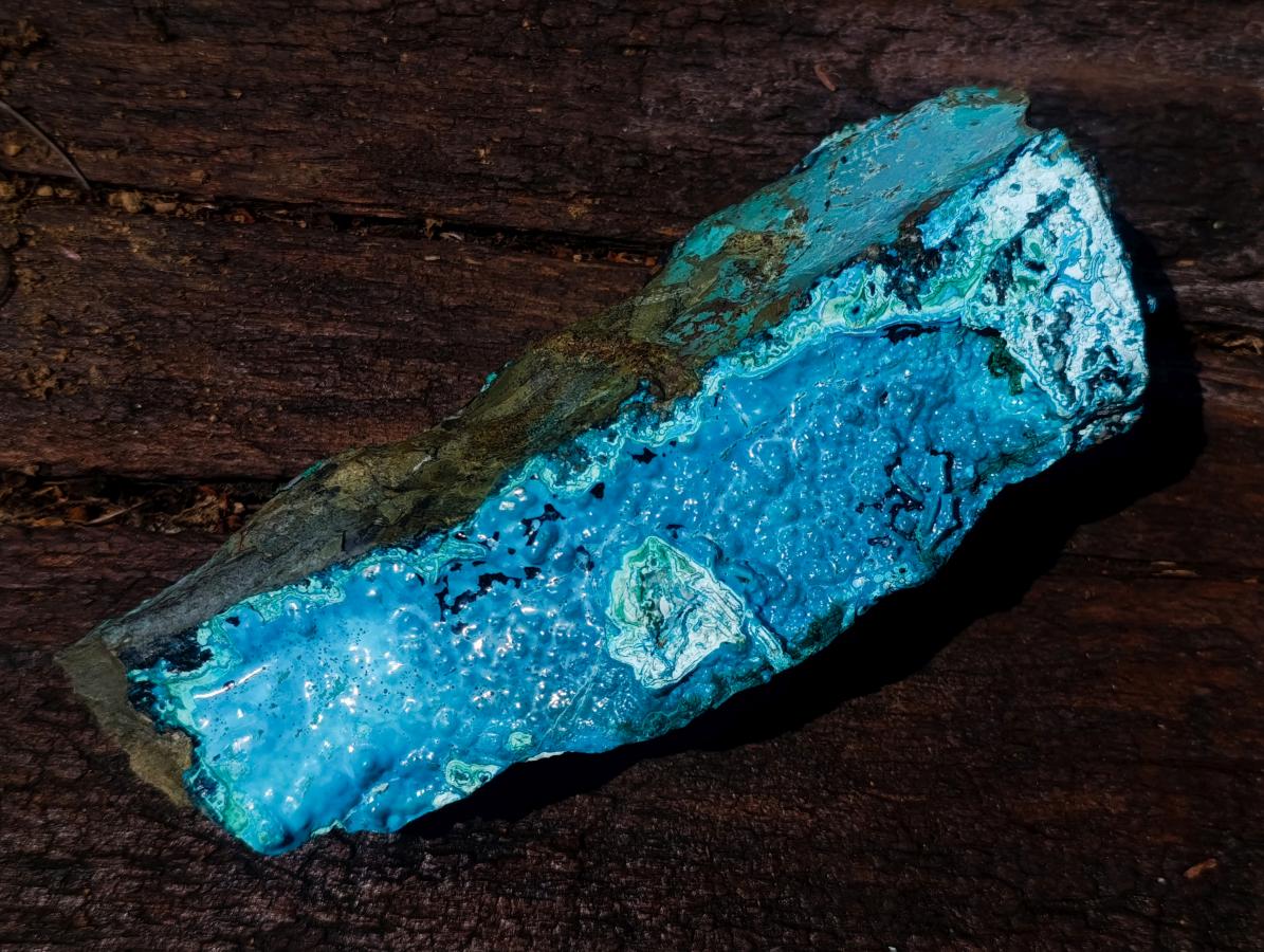 Natural Glossy Bright Blue Silica Chrysocolla and Malachite on Dolomite Specimen x 1 From Kulukuluku, Congo