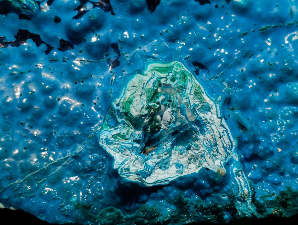 Natural Glossy Bright Blue Silica Chrysocolla and Malachite on Dolomite Specimen x 1 From Kulukuluku, Congo