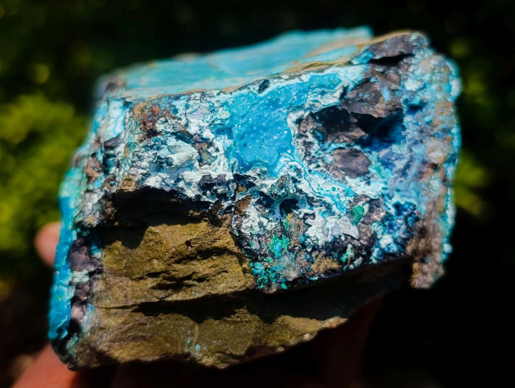 Natural Glossy Bright Blue Silica Chrysocolla and Malachite on Dolomite Specimen x 1 From Kulukuluku, Congo