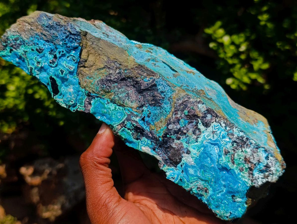 Natural Glossy Bright Blue Silica Chrysocolla and Malachite on Dolomite Specimen x 1 From Kulukuluku, Congo