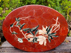 Hand Made Exceptional Oval Pietra Dura Floral Red Jasper Table Top x 1 From Russia