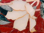Hand Made Exceptional Oval Pietra Dura Floral Red Jasper Table Top x 1 From Russia