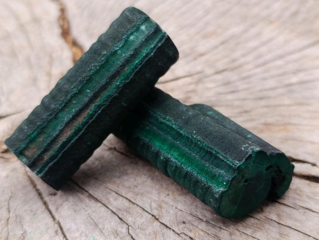 Natural Trio of Silky Malachite Stalactite Specimens x 1 From Kasompe, Congo