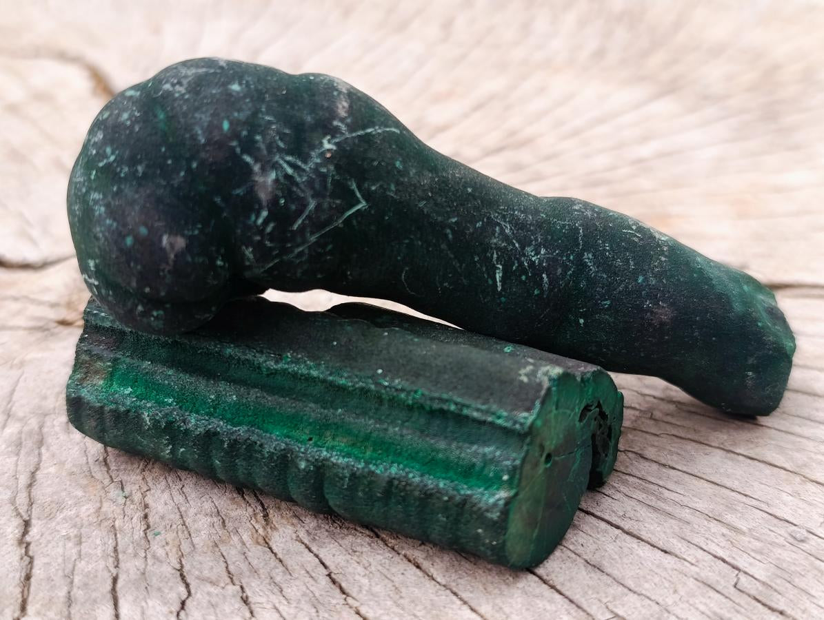 Natural Trio of Silky Malachite Stalactite Specimens x 1 From Kasompe, Congo