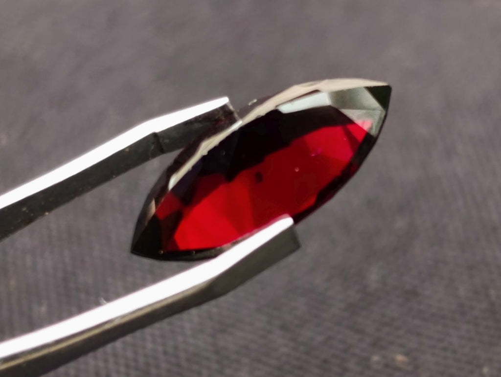 Polished Rhodolite Garnet with a Elongated Navette Cut Faceted Stone x 1 From Tanga, Tanzania