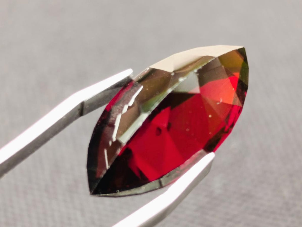 Polished Rhodolite Garnet with a Elongated Navette Cut Faceted Stone x 1 From Tanga, Tanzania